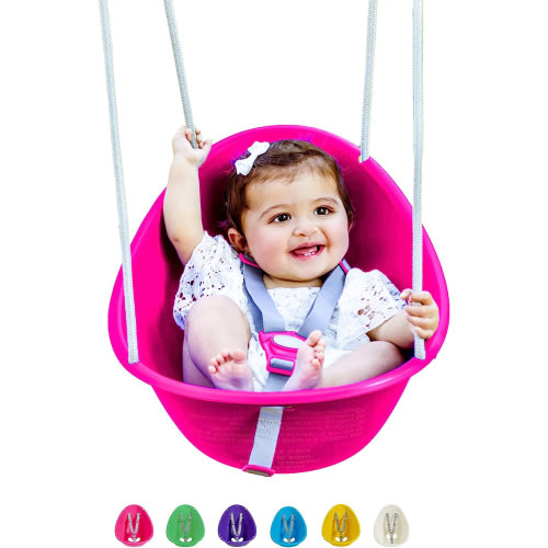 Coconut Baby Swing, Toddler Swing, Baby First Swing, Easy Installation, Ages 9 Months and up, Pink