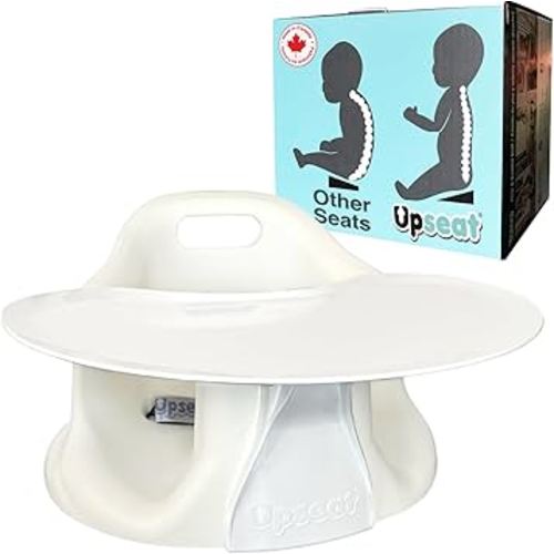 Upseat Baby Floor Seat Booster Chair for Sitting Up with Removable Tray for Meals and Playtime, Developed with Physiotherapists for Safe and Healthy Hip Development and Posture, Made in Canada (Coconut)