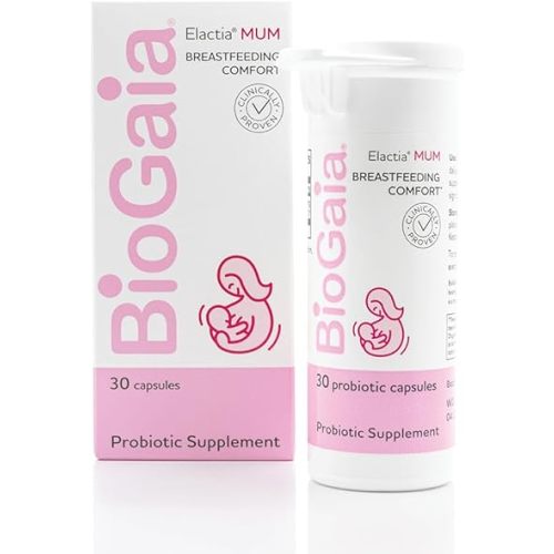 BioGaia Elactia Breastfeeding Probiotic | Lactation Supplements | Newborn Essentials and Probiotics for Both Mom & Baby | Daily Supplement for Healthy Lactation | 30 Count | Breastfeed Happy
