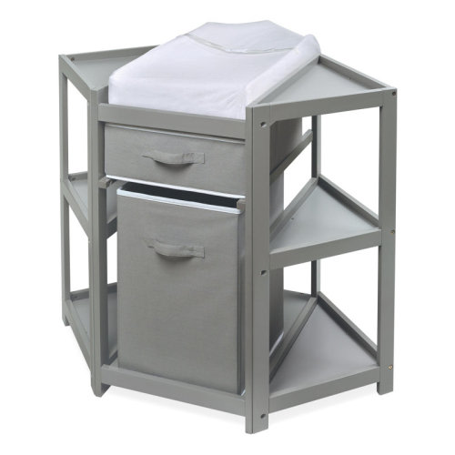 Harriet Bee Defranco Changing Table with Pad and with Basket and with Hamper & Reviews | Wayfair