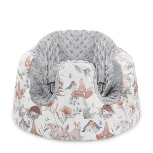 Minky Seat Cover for Bumbo, Ultra Soft Comfortable, Removable Baby Floor Seat for Boys & Girls, Gray Animal