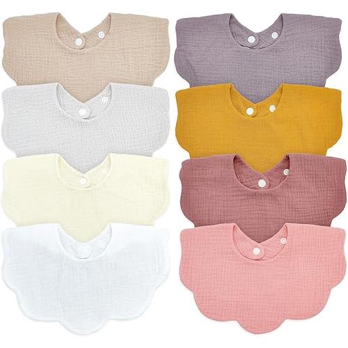 Baby Bibs Muslin Bibs 8 Pack for Drooling and Teething for Unisex Girls Boys