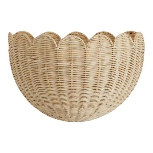 Scalloped Wicker Wall Basket - The Original - Hand Woven Basket - Scalloped Décor Wall Hanging Baskets -16" X 11.02" - Hanging Wall Basket (Natural)