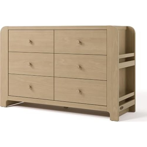 Graco Read-with-Me 6 Drawer Dresser with Bookshelves – GREENGUARD Gold Certified Storage for Baby and Kids Room, Interlocking Drawer System (Driftwood)