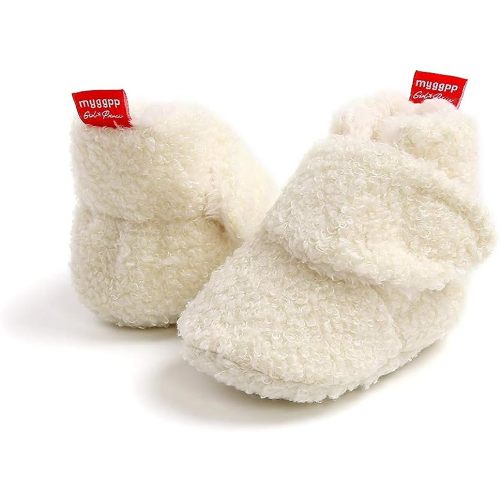 Ohwawadi 0-6 months Baby Slippers Girls Boys Booties Warm Baby Socks Shoes Newborn Crib Shoes Baby Footwear Prewalkers - 0-6 Months Infant - M1982 White