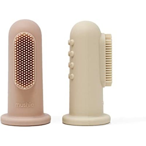 mushie Baby Finger Toothbrush (Blush/Shifting Sand) 2-Pack