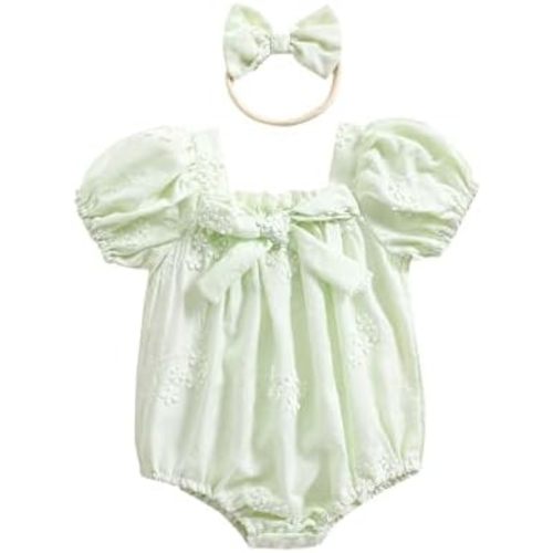 Baby Girl Rompers Daisy Print Short Sleeve Infant Bodysuit Summer Newborn Girl Linen Cotton Jumpsuit Clothes Headband