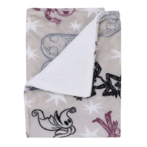 Nojo Disney Nightmare Before Christmas Gray, Purple, And White Super Soft Cuddly Plush Baby Blanket