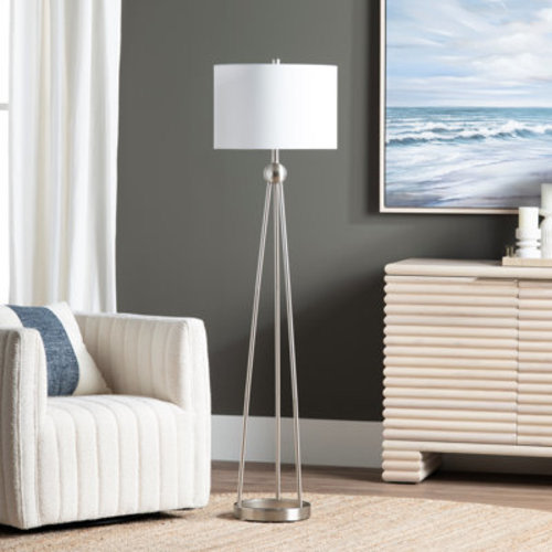 Laurel Foundry Modern Farmhouse® Steel Floor Lamp With Linen Shade & Reviews | Wayfair
