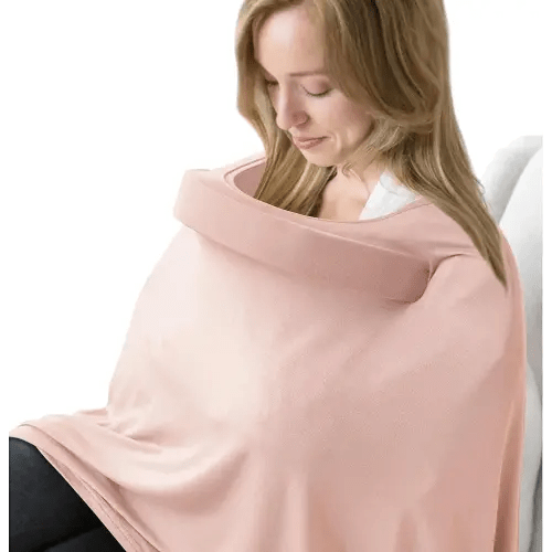 Nursing Covers for Breastfeeding, Breathable & Soft Privacy Feeding Covers 360 Degree Full Nursing Poncho for Baby and Mom with Removable Neckline (Pink)