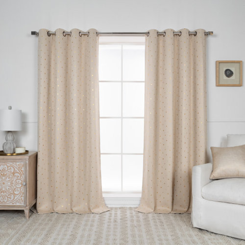 Latitude Run® Delsanto Golden Starry Night Polyester Blackout Curtain