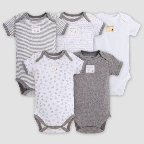 Burt's Bees Baby® Organic Cotton 5pk Short Sleeve Bodysuit Set - Heather Gray