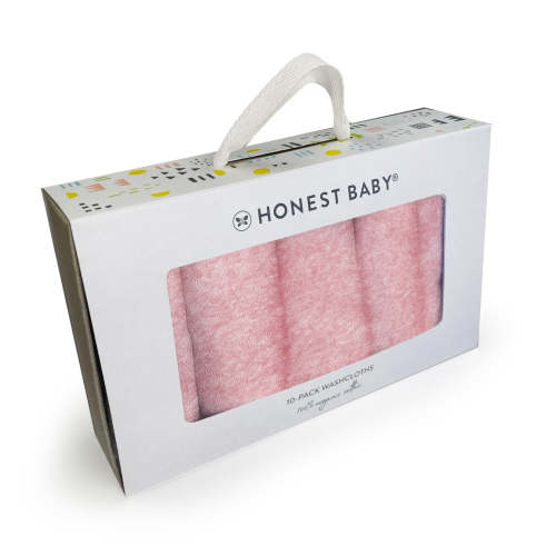 10-Pack Organic Cotton Baby-Terry Wash Cloths, Pink | Honest Baby Clothing