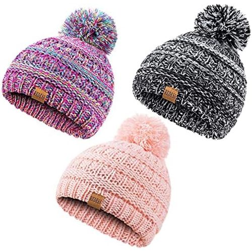 REDESS Baby Kids Winter Warm Hats, Infant Toddler Children Pom Pom Beanie Knit Cap Girls Boys
