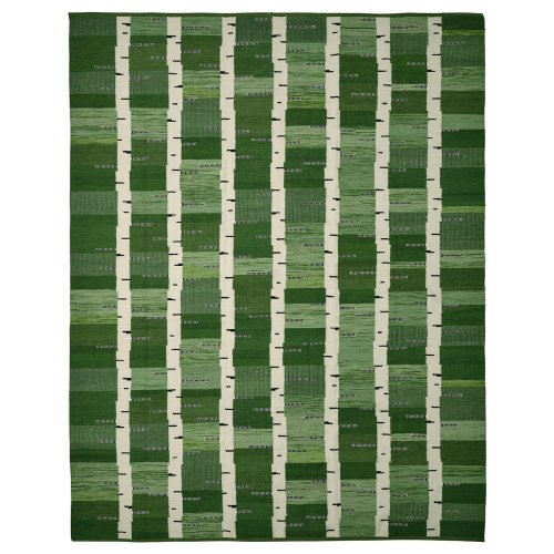 STOCKHOLM 2025 Rug, flatwoven - green/white/black handwoven 7 ' 10 "x9 ' 10 "