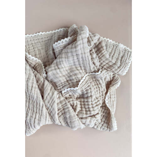 Six Ply Gauze Lace Blanket Latte – Bundl Australia