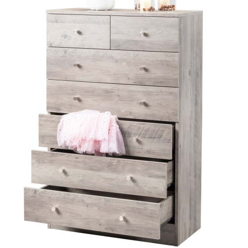 UBesGoo 7 Drawer Wood Dresser for Bedroom, Chest of Drawers, Storage Organization Unit for Clothing, Gray
