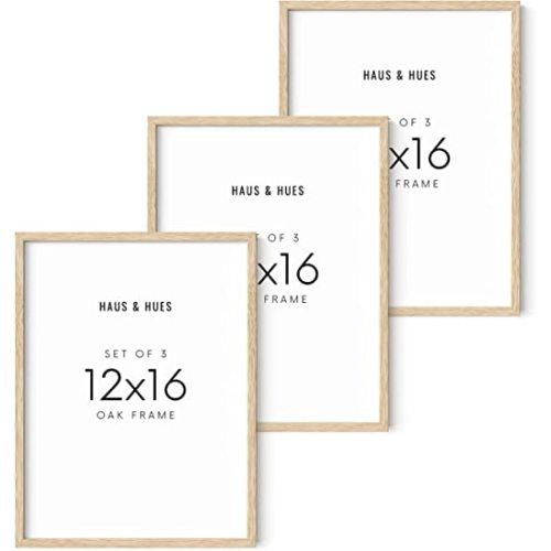 Haus and Hues 12"x16" Beige Oak Wood Frames Set of 3