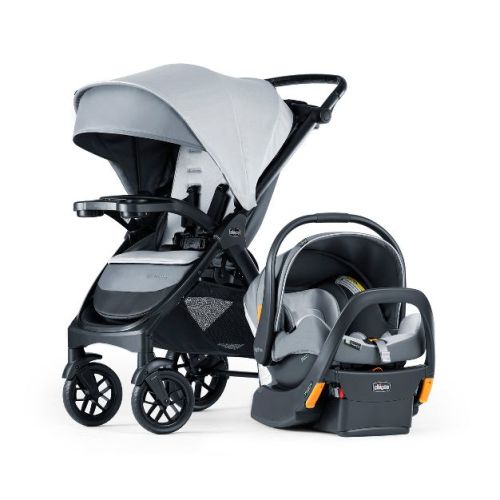 Chicco Bravo LE ClearTex Trio Travel System - Atlas: One-Hand Fold, LATCH Compatible, Flat-Free Wheels, Metal & Polyester