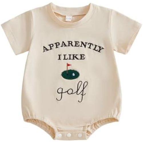 Kupretty Infant Baby Boy Girl Romper Apparently I Like Golf Embroidered Romper Short Sleeve Bodysuit Newborn Playsuit