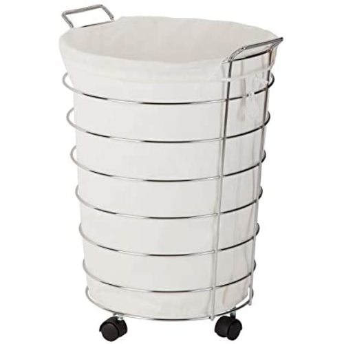 Honey-Can-Do HMP-02108 Steel Canvas Rolling Laundry Hamper, Chrome
