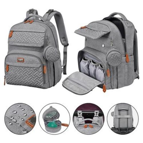 BabbleRoo Diaper Bag Backpack - Travel Backpack, Baby Diaper Bag with Changing Pad & Accessories