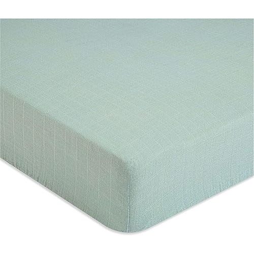 Crane Baby Fitted Sheet, Soft Cotton Fitted Sheet for Cribs and Nurseries, Evergreen, 28”w x 52”h x 9”d