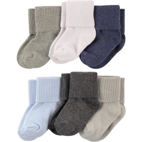 Luvable Friends Unisex Baby Newborn and Baby Socks Set - 0-6 Months - Blue Gray