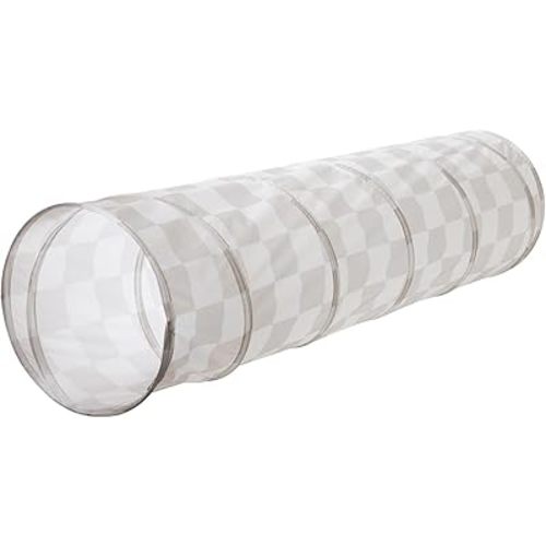 3 Sprouts Kids Play Tunnel - Pop Up Collapsible Tunnels with Recycled Fabric - Fun Crawling Tunnel for Toddler, Baby, Children to Crawl Through, Gross Motor Toy for Indoor Play - Checkered Beige