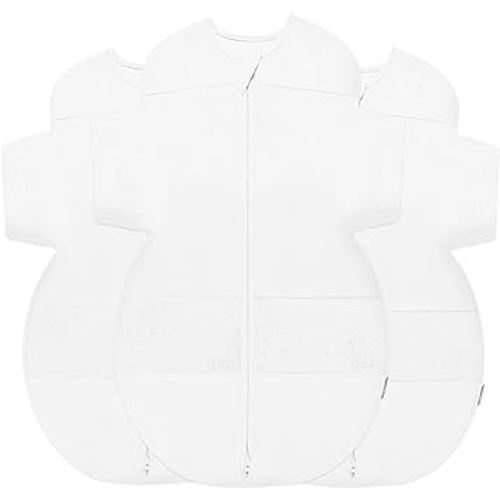 Happiest Baby SNOO Sleep Sack - 100% Organic Cotton Baby Swaddle Blanket - Doctor Designed Promotes Healthy Hip Development - 3-Pack Bundle (White, S, M, L)