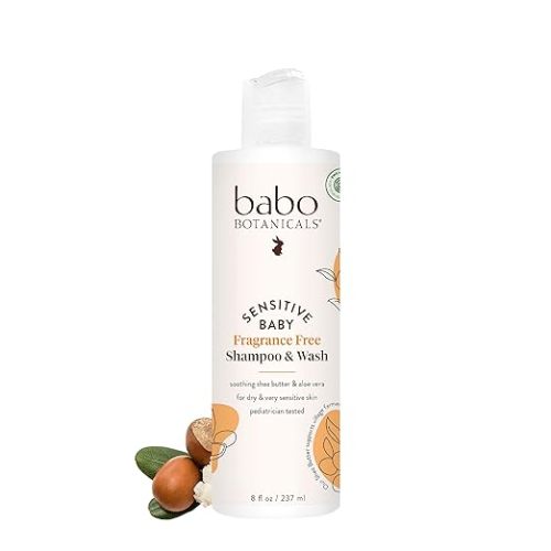 Babo Botanicals Sensitive Baby 2-in-1 Shampoo & Wash - Shea Butter, Calendula & Aloe - Cruelty-Free, Vegan - Pediatrician Tested - EWG Verified - For Babies & Kids