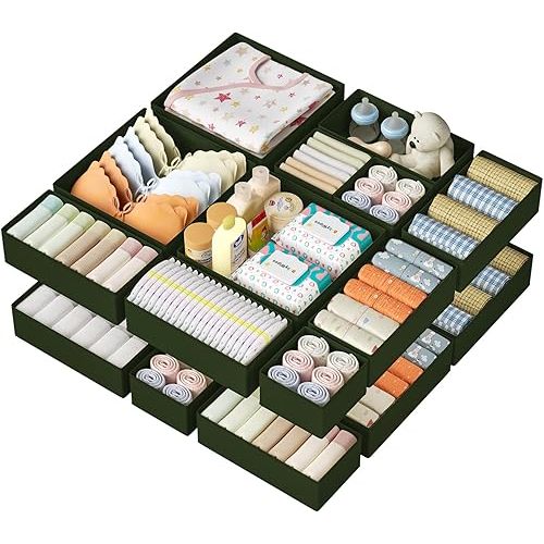 Nursery Drawer Organizers | 15 Pack - Multi Size | Green