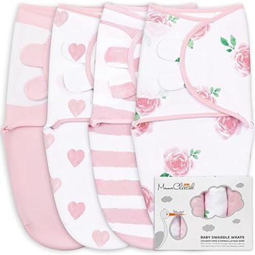 Mama Cheetah Baby Swaddle Sack, Organic Swaddle Blanket, Newborn Swaddle Sleep Sacks, Adjustable Infant Swaddle Wrap, Easy Swaddles for Boy Girl 0-3 Month, Angelic 4-Pack