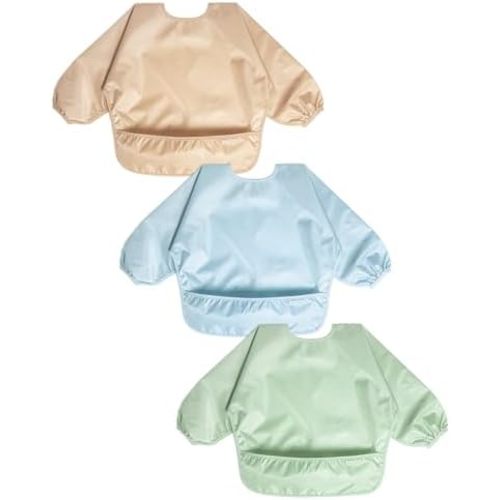 Baby Long Sleeve Waterproof Bibs for Baby Boy Girl,Baby Led Weaning Smock Outfit for Toddler 6 Months-2 Years,3pk