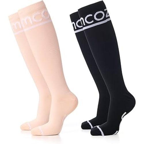 Momcozy Compression Socks for Women 15-20mmHg & 20-30mmHg | 2 Pairs, Graduated Compression for Circulation & Swelling