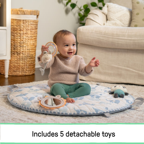 Ingenuity Cozy Spot Duvet Activity Gym with Self-Storage, Machine Washable Mat - Elephant March