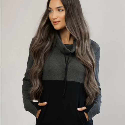 Nursing Sweatshirt Pullover - Colorblock Dark Gray