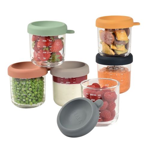 BEABA 6-Pack Glass Baby Food Jars 8oz