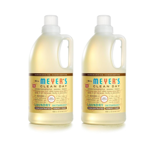MRS. MEYER'S CLEAN DAY Baby Laundry Detergent Liquid, Infused with Essential Oils, Baby Blossom, 64oz - Pack of 2 (128 Loads)