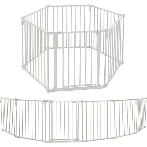 Toddleroo by North States 3 in 1 Metal Superyard 6 Panel Play Yard, Baby Gate, Playpen or Extra Wide Baby Fence, 151" Wide. Wall Mount Kit Included. 10 sq ft play yard (30" tall, Taupe)