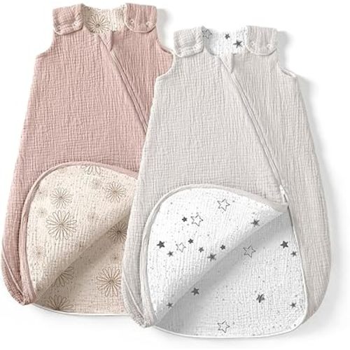 lulumoon Sleep Sack Muslin for Baby: Cotton Wearable Blanket for 3-9 Months - Soft Lightweight Ideal for Nursery Lounge Nighttime Naptime