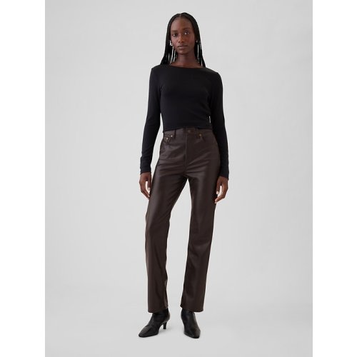 High Rise Recycled Vegan Leather '90s Straight Pants