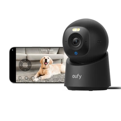 eufy Security 4K Indoor Camera E30,360° Pan Tilt,AI Auto Tracking,Color Night Vision,Pet/Baby/Nanny Monitor with Two-Way Audio,AI Human/Pet Detection,Works with HomeKit, No Monthly Fee, Black