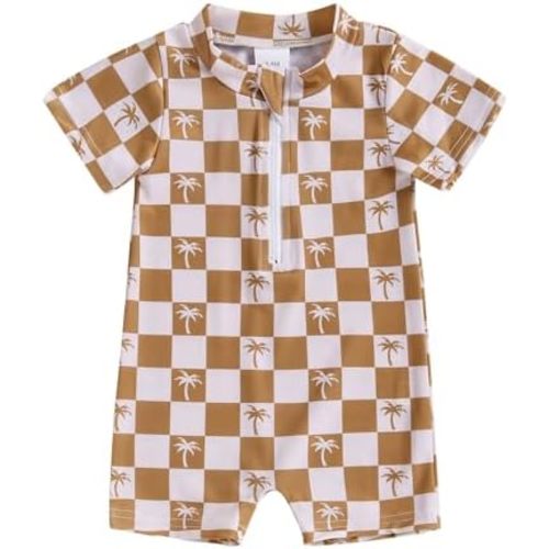 Infant Baby Boy Girl One Piece Swimsuit Rash Guard Shirt Bathing Suit Zip Up Swimwear