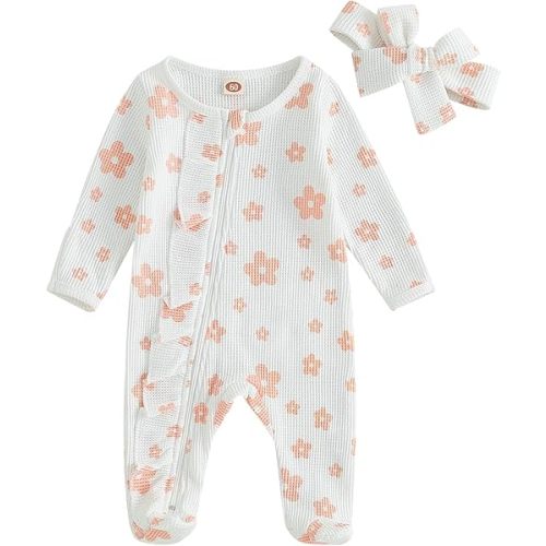 CIYCUIT Baby Girls Cactus Footies Newborn Zip Up Onesie Romper