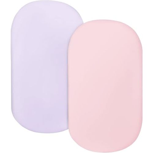 Bassinet Sheet Set 2 Pack Fitted Bassinet Sheets for Baby Girl, Universal Microfiber Soft Cradle Sheets for Oval Rectangle and Hourglass Bassinet Mattress, Pink and Violet