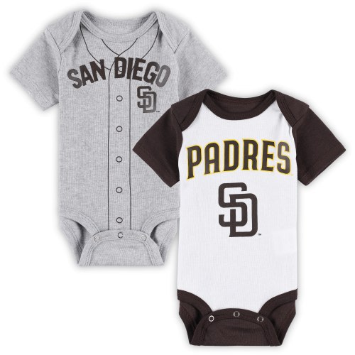Newborn & Infant San Diego Padres White/Heather Gray Little Slugger Two-Pack Bodysuit Set