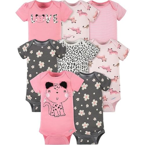 Gerber Baby Girls' 8-Pack Short Sleeve Onesies Bodysuits