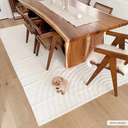 Deron White Washable Area Rug | High Low Washable Rug