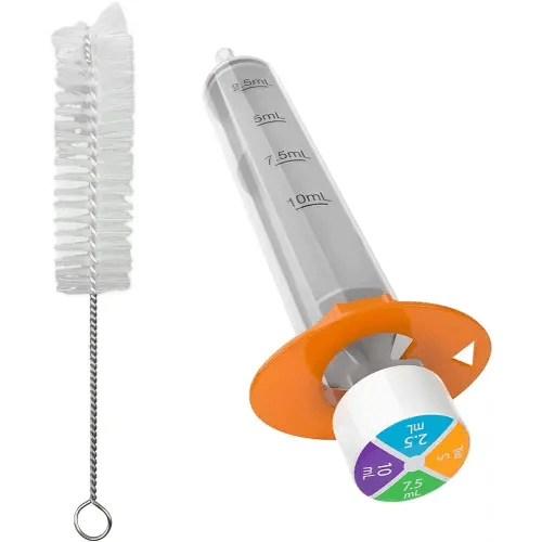 EZY DOSE Kids Baby Oral Syringe & Dispenser with Cleaning Brush, True Easy Design for Liquid Medicine, Easy to Control, 10 mL/2 TSP Color Coded, BPA Free, Made in the USA